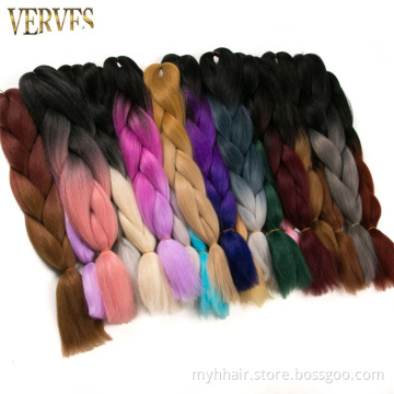Wholesale Jumbo Braid Synthetic hair Crochet Hair 24 inch Ombre Braiding Hair for Women extensions for braiding